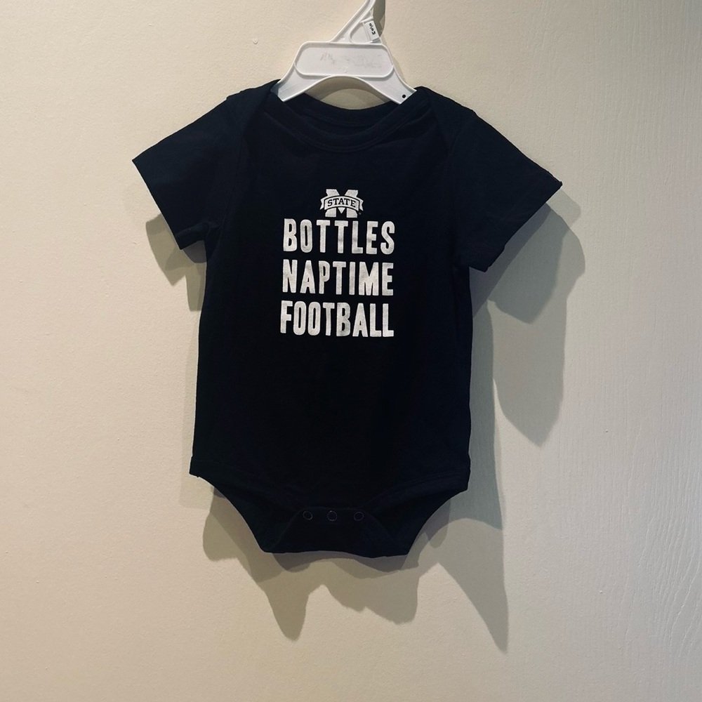 Garb Inc College Football Baby Bodysuit Onsie 12M Black Cotton M State NWT